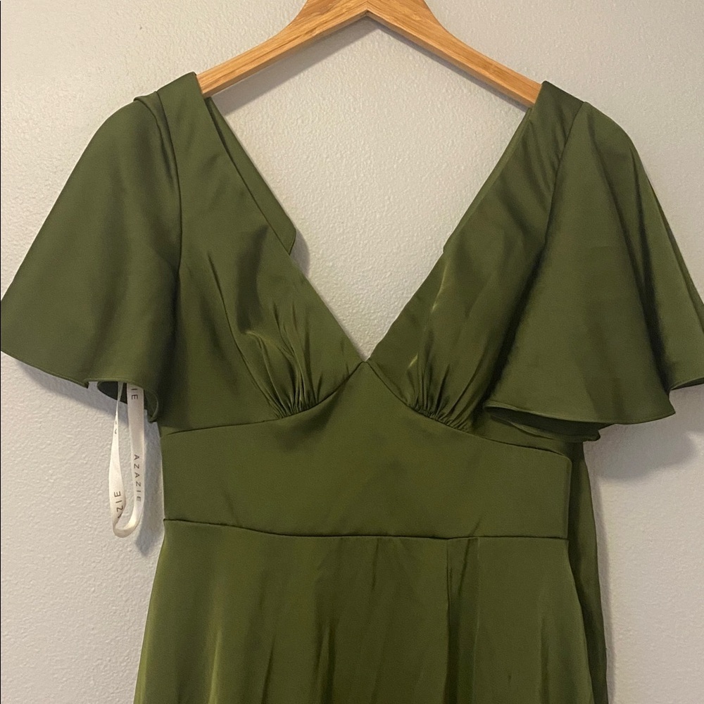 Azazie Olive Green Maxi Dress - Picture 3 of 5